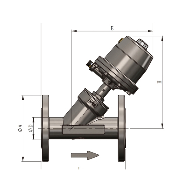 Pneumatic Flanged Angle Seat Valve(stainless steel actuator)