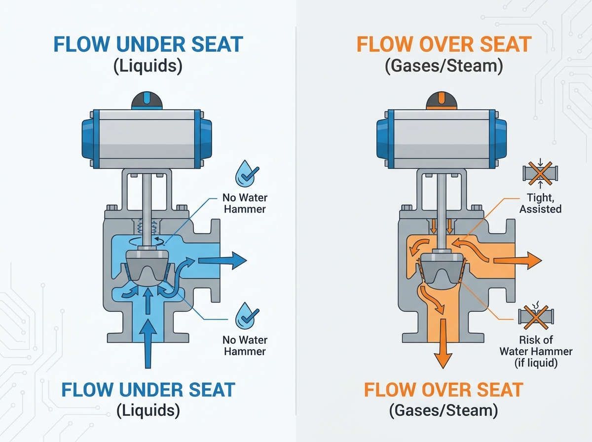 Angle Seat Valve Flow Direction diagram