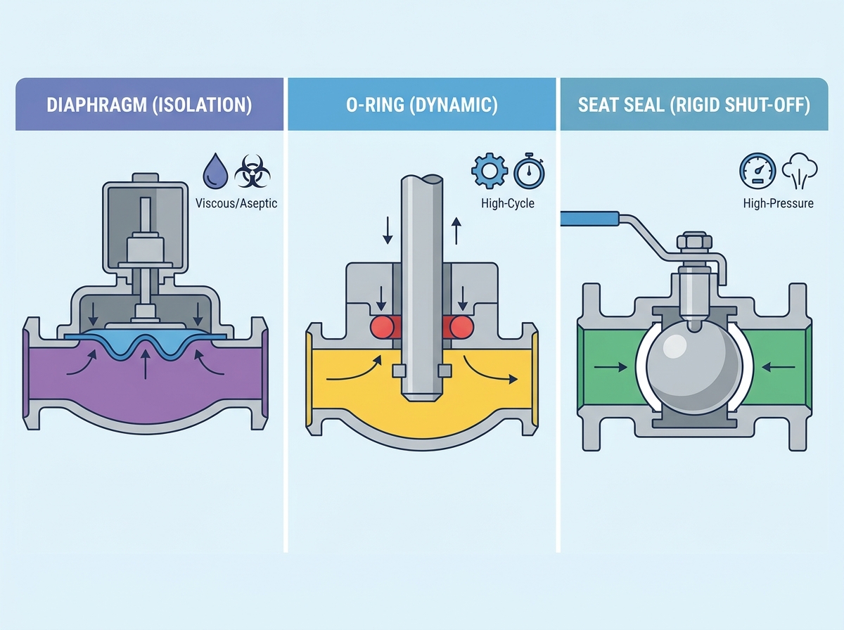 Sanitary valve internal seal mechanisms